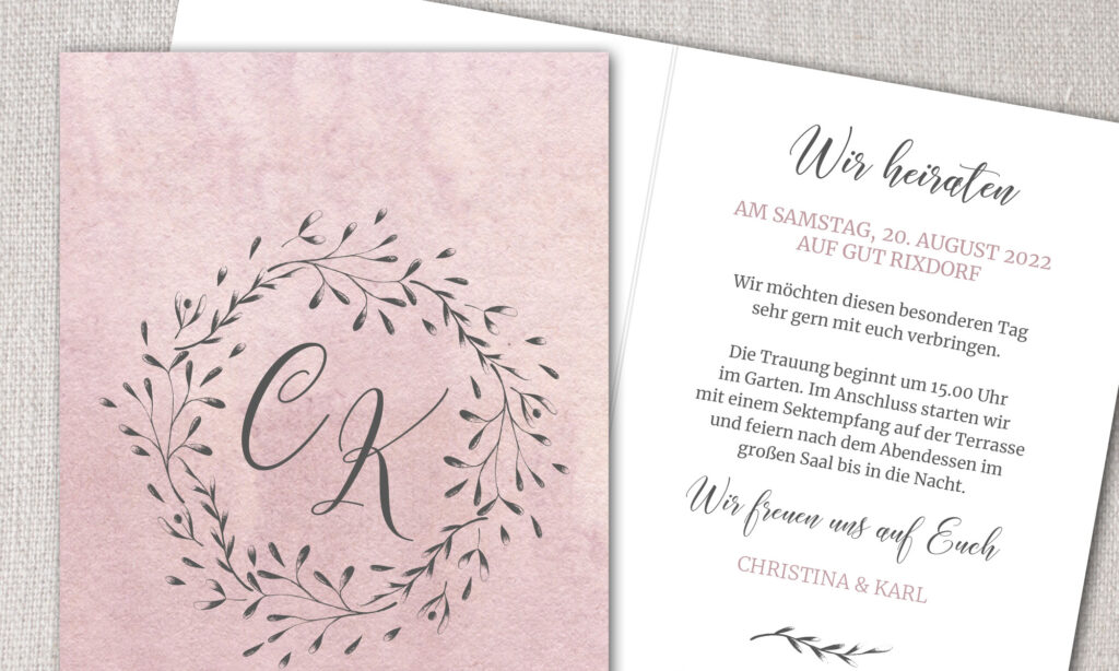 Klappkarte zur Hochzeit klassisch elegant