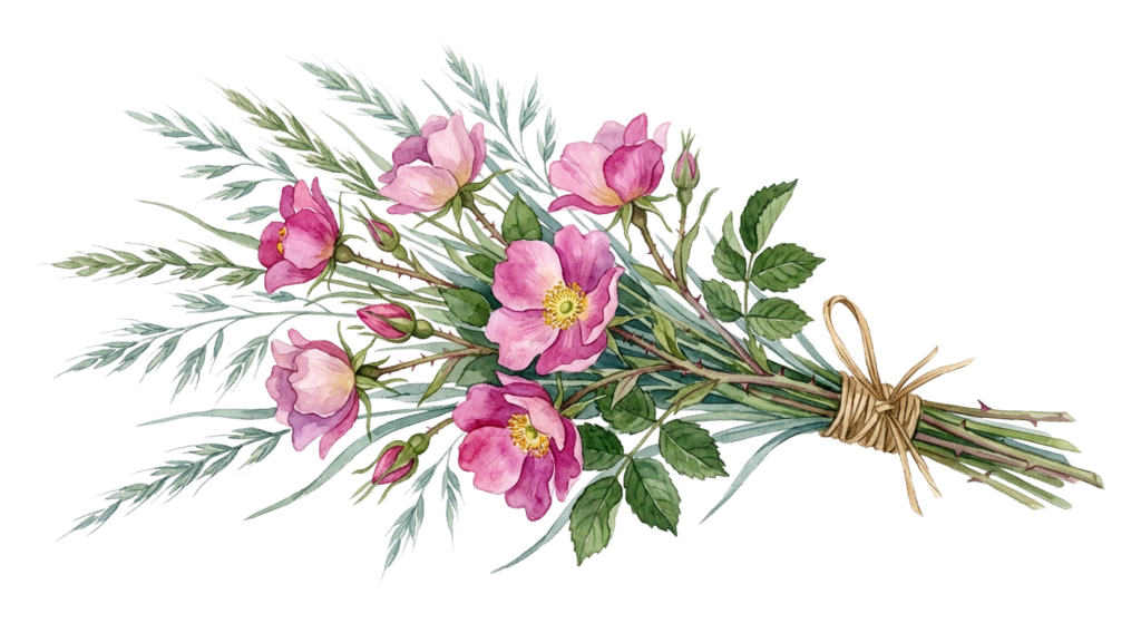 Illustration Apfelrosen Strauß